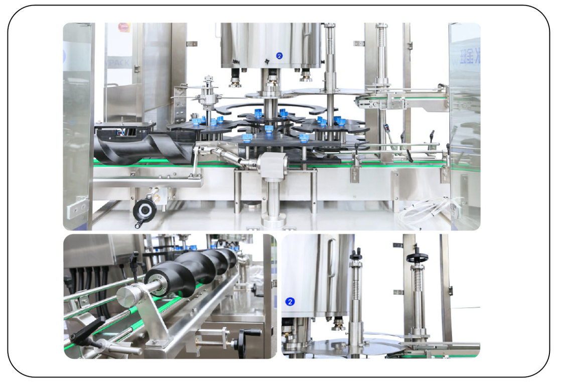 Machine de capotage automatique à vis à rotation contrôlée par PLC 6 têtes 50ML-1000ML Max 7500 BPH