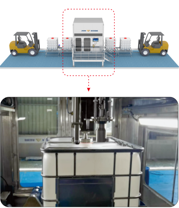 Machine de remplissage de pesticides avec positionnement visuel pour le remplissage et le couvercle précis de divers récipients liquides
