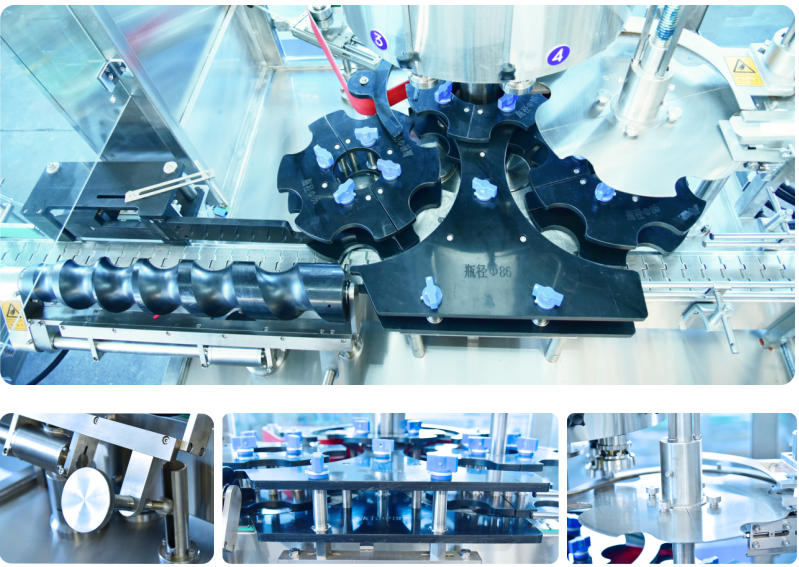 Machine de remplissage de pesticides utilisant une structure rotative et une technologie de saisie de bouchons pour des opérations de remplissage précises et rapides